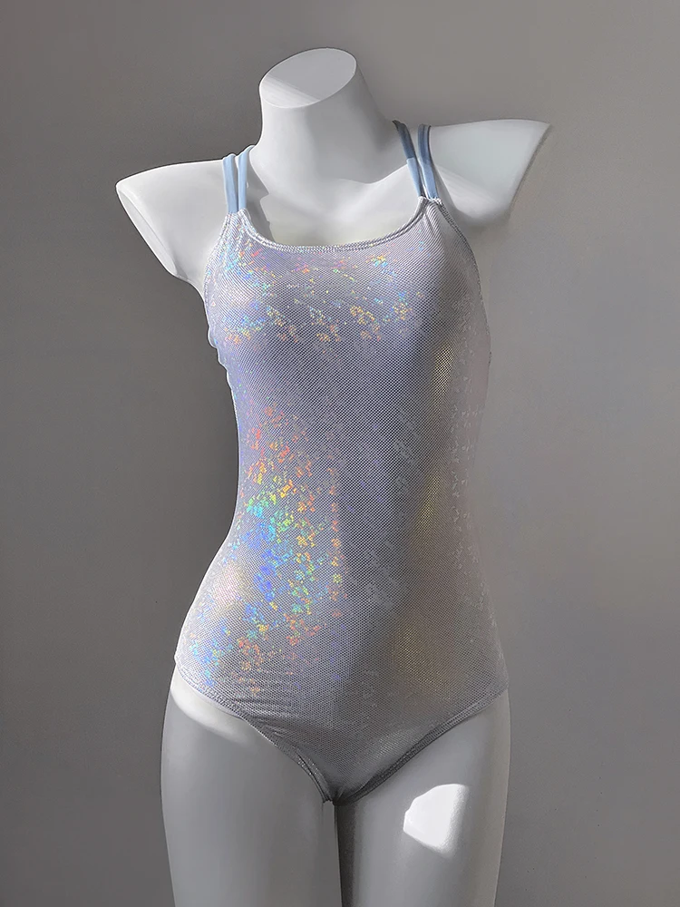 

iny Sparkling Women's Swimsuit with Chest Pad Triangular Speed Suit Bal Swimming Costume Profional Training Ceti...