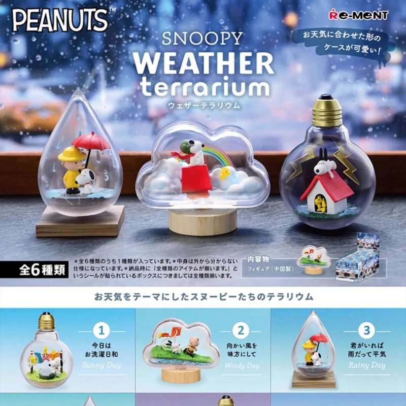 RE-MENT Snoopy Scene in A Bottle Weather Bottle Miniature Spike Andy Collection Model Doll Ornaments Gifts