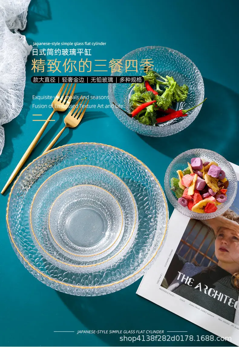 CX Phnom Penh Hammer Glass Bowl Plate Creative Fruit Plate Dessert Bowl