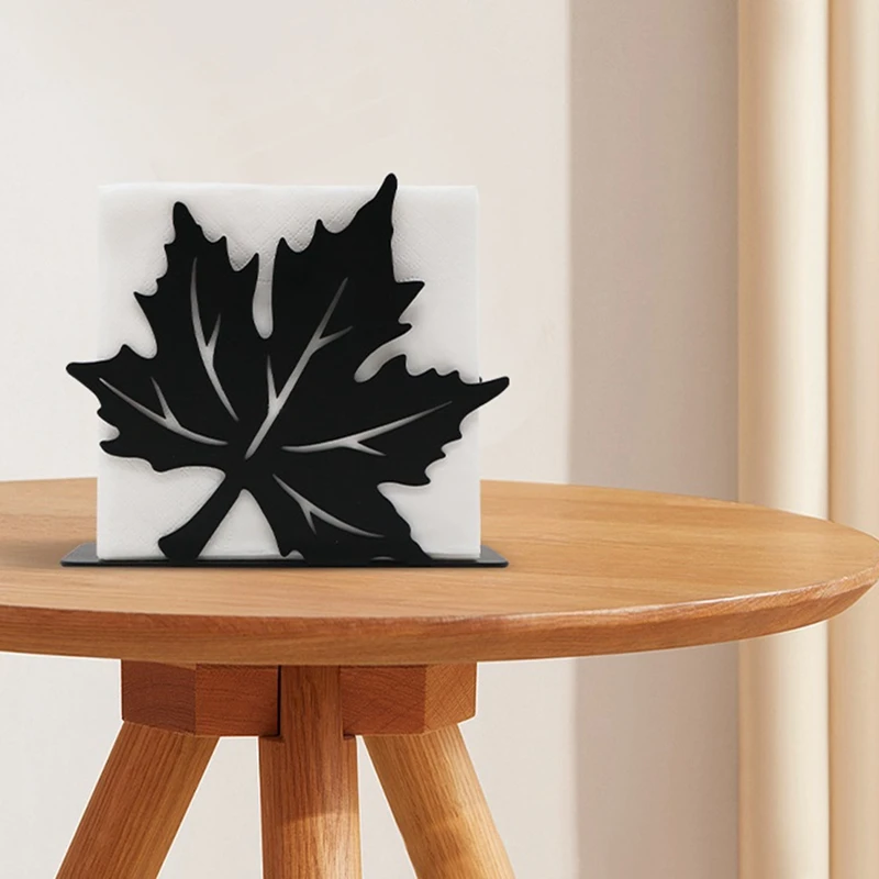 Napkin Holder Tabletop Decor Holder For Table Desktop Restaurant Iron Tissue Dispenser Wrought Art Rack Maple Leaf Stand Durable