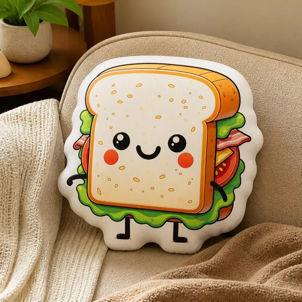 Cute smiling Sandwich Plush Pillow Cushion Irregular Stuffed Throw Pillow Home Decor Gift Sofa Bed Couch