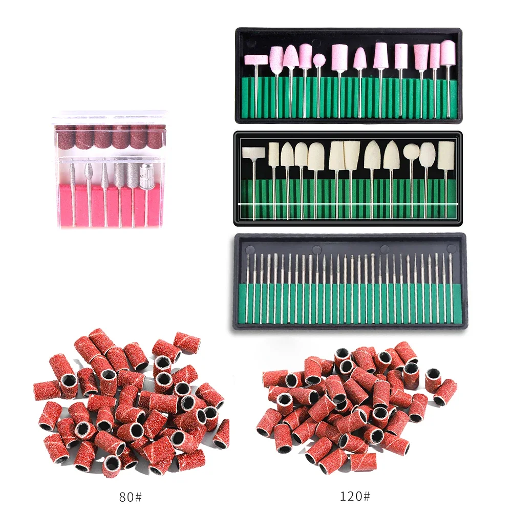 Emery Quartz Nail Art Drill Bits with Soft Wool Stone Polish Head Sanding Band for Manicure Machine Accessories NAD045