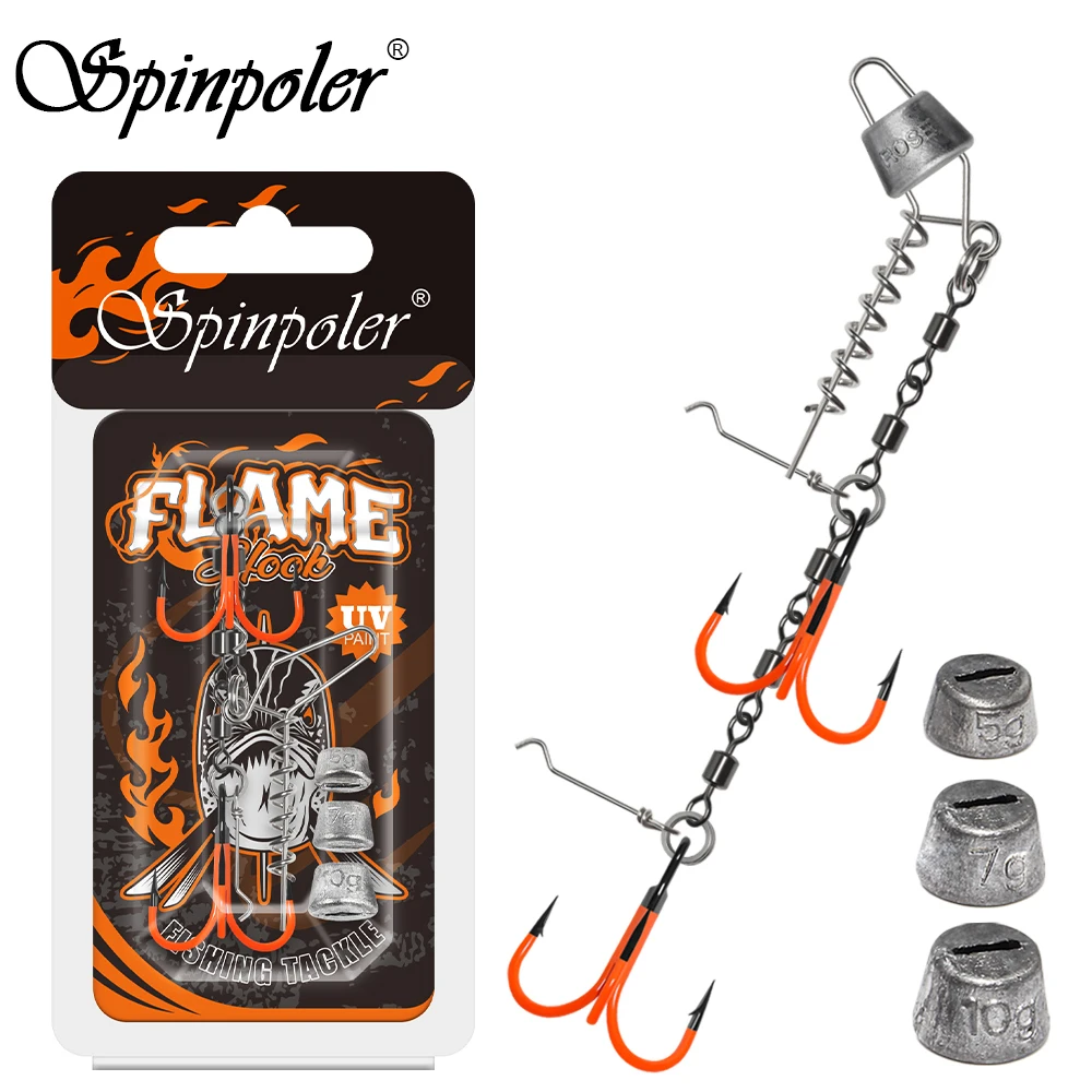 Spinpoler – plates-formes à flamme multi-profonctions, hameçons triples UV 1 1/0 2/0 avec émerillons roulants forts, matériel de pêche au brochet, Swimbait Shad