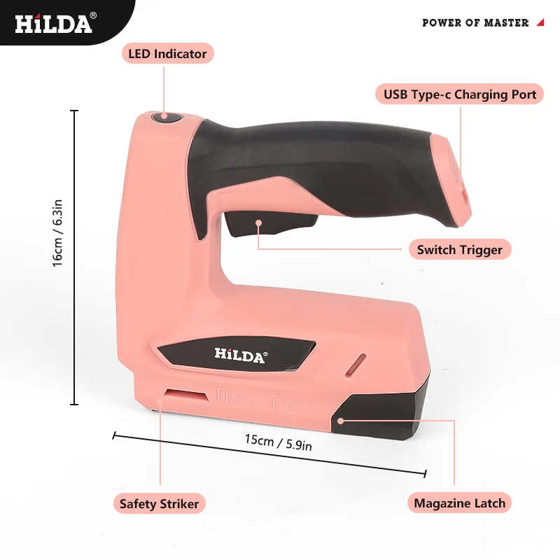 USB Charging Battery Powered Nail Gun for Woodworking Electric Staple Nail Gun Cordless Staple Gun Cordless Portable