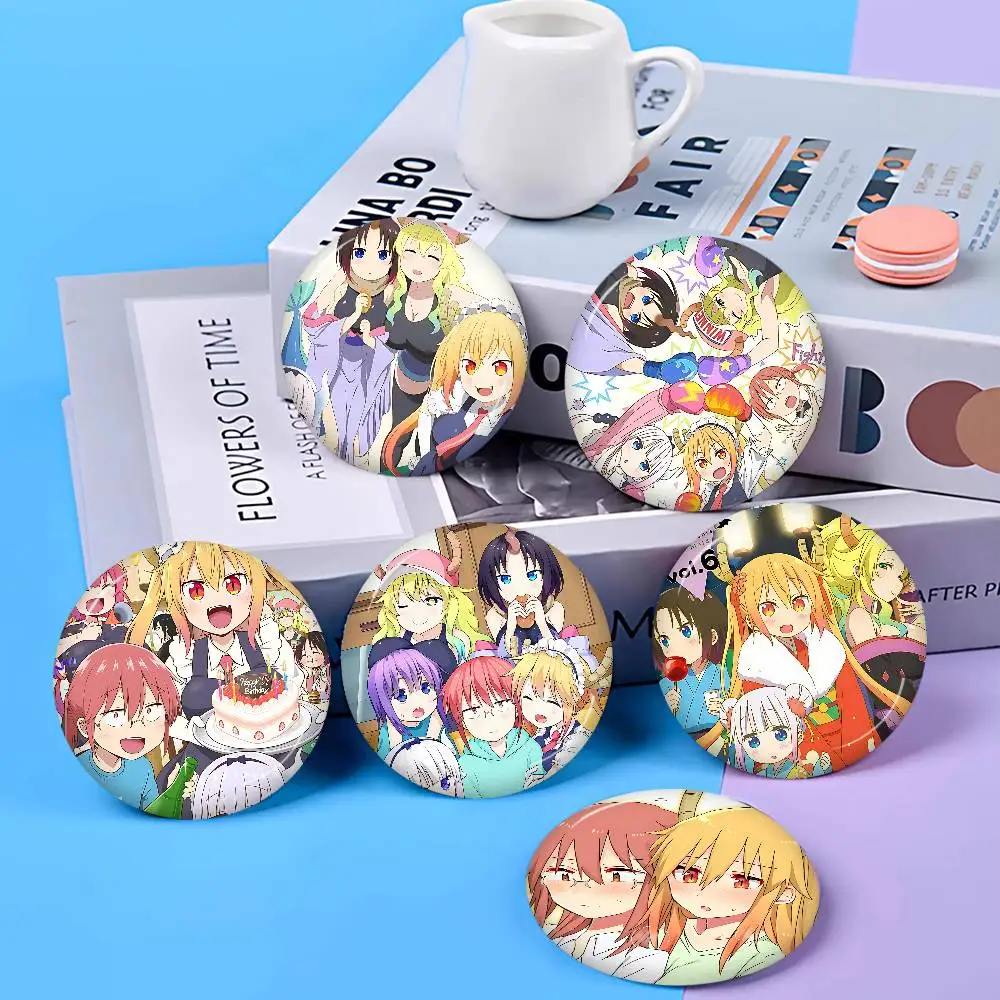 Miss Kobayashi's Dragon Maid Photo Brooches Creative Round Badge Gifts Pins 32/44/58mm