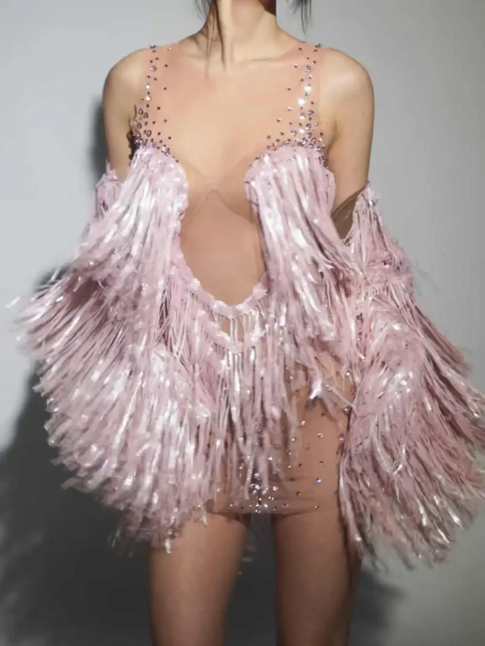 أحجار الراين الترتر شرابات فستان قصير شال 2 قطعة مجموعة مثير شفافة عيد ميلاد ملابس رقص المغني المرحلة ارتداء