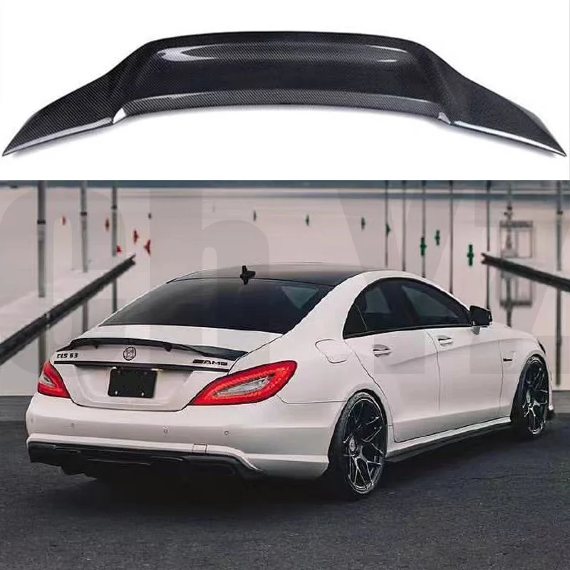 For Mercedes CLS Class W218 AMG Spoiler Gloss Black Carbon Fiber Rear Trunk Spoiler Wing R Style 2011 2012 2013 2014 2015 2016