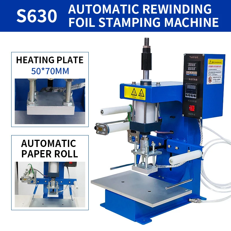 Pneumatic Hot Stamping Machine Leather Embossing Logo Stamping Machine Automatic Roll Paper Business Card Gift Box Branding Mach