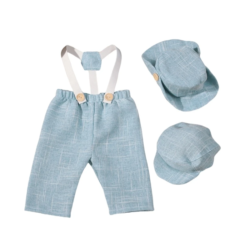 Newborns Boy Picture Excellent Gentleman Romper & Hat Newborns Photo Props