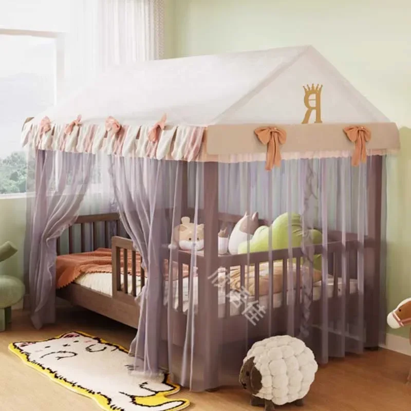 

Children Tent Tree House Bed Small Single Person Boys Girls Guardrail Bed Solid Wood Princess Home Furniture