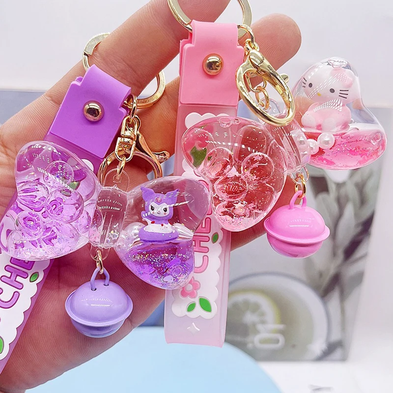 New Cartoon Wind Chimes Quicksand Bow Keychains Personality Trendy Bags Pendants