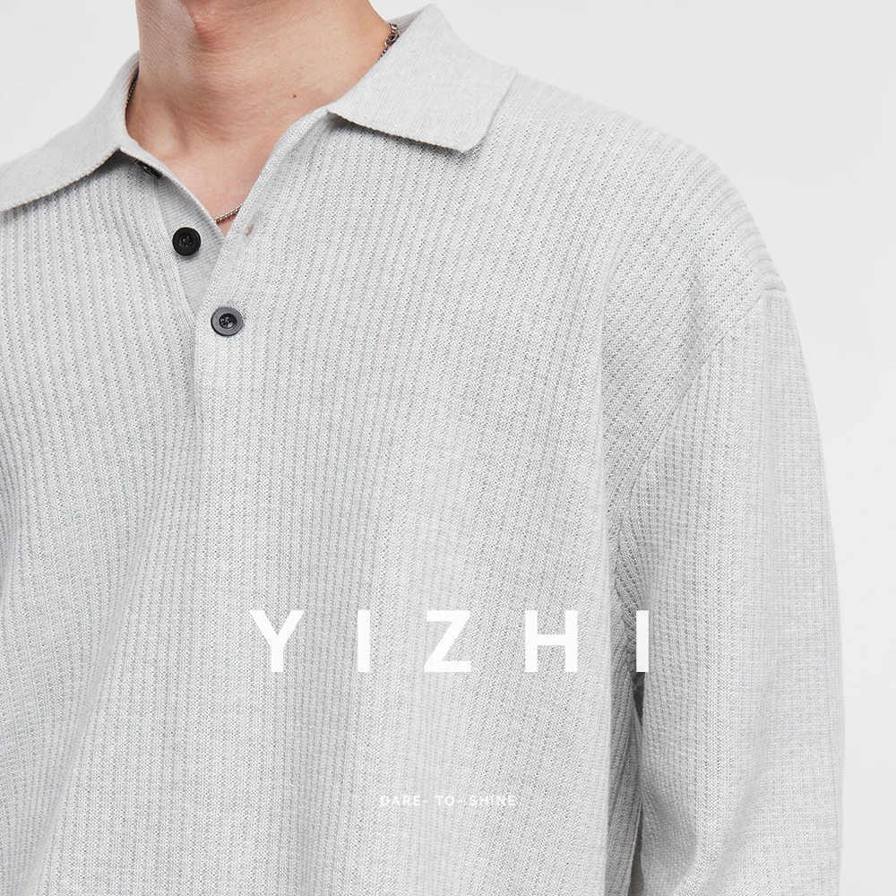 

Fashion Men's Knitted Polo Sweater 2025 Autumn and Winter New Lapel Loose Casual Long Sleeve Top Men Solid Color Knitted Sweater