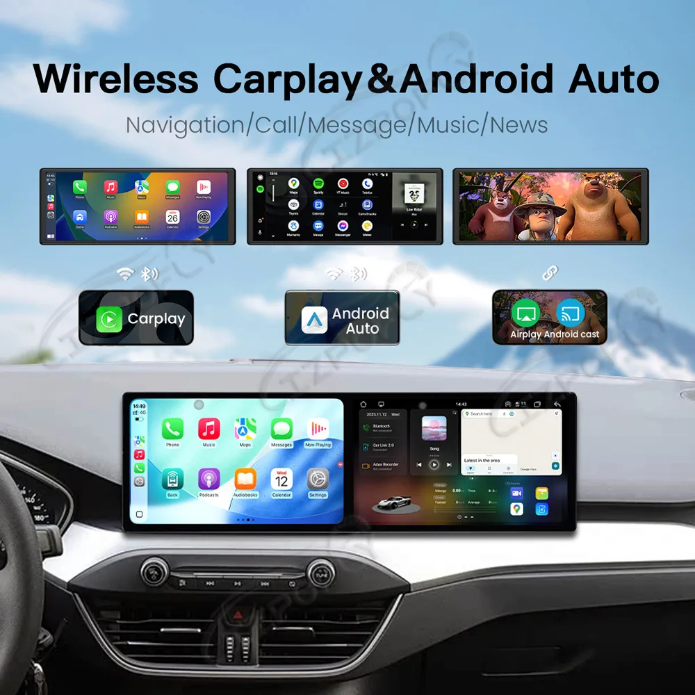 Dual 10.1'' Android 15 CarPlay Car Radio For Ford Focus 2019-2022 Touch Screen Multimedia Player GPS Navigation 4G WIFI DSP
