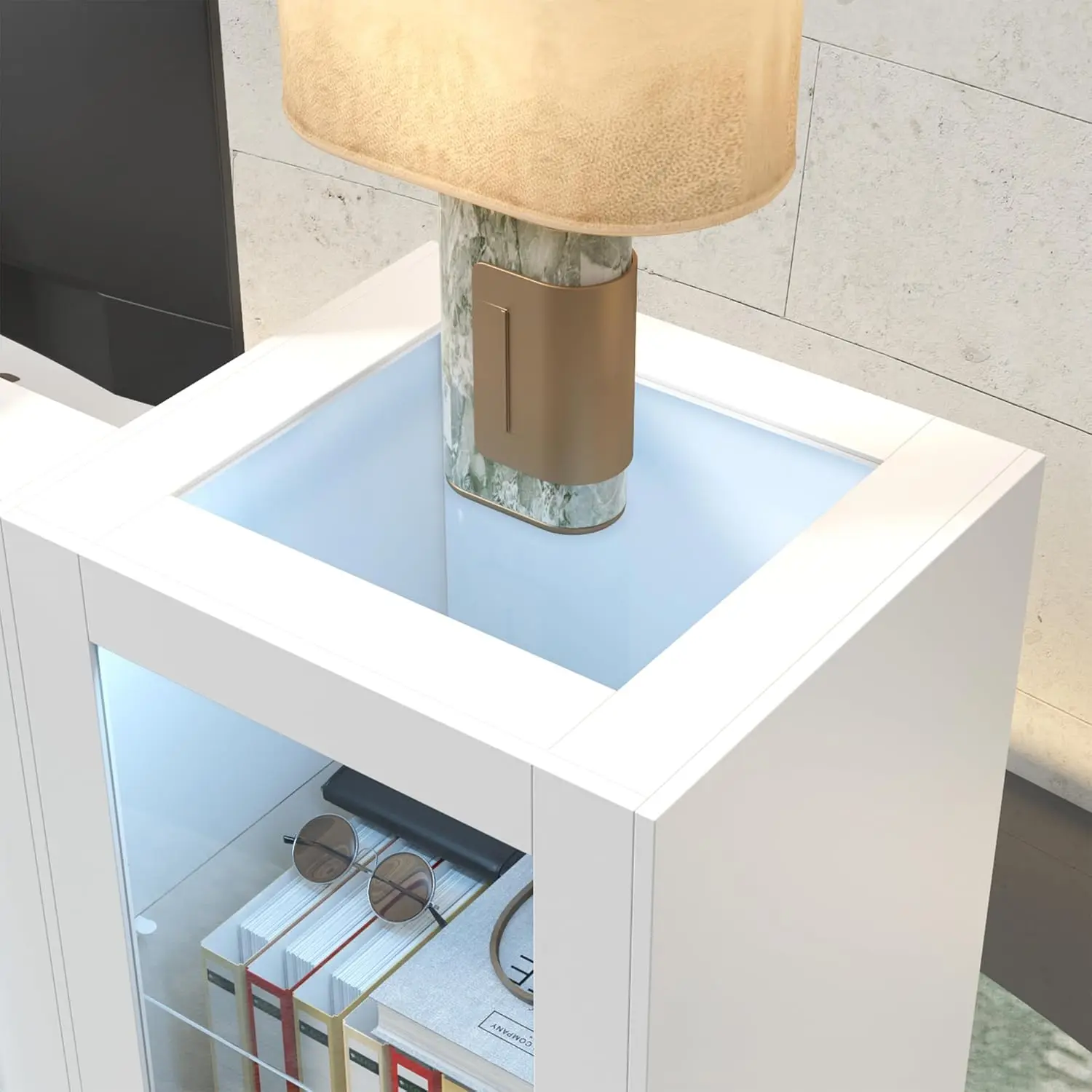 Reception Desk with LED Light & Keyboard Tray, Retail Counter