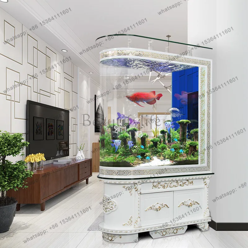 Living room household large aquarium glass 1.2 meters 1.5 meters ecological floor screen partition