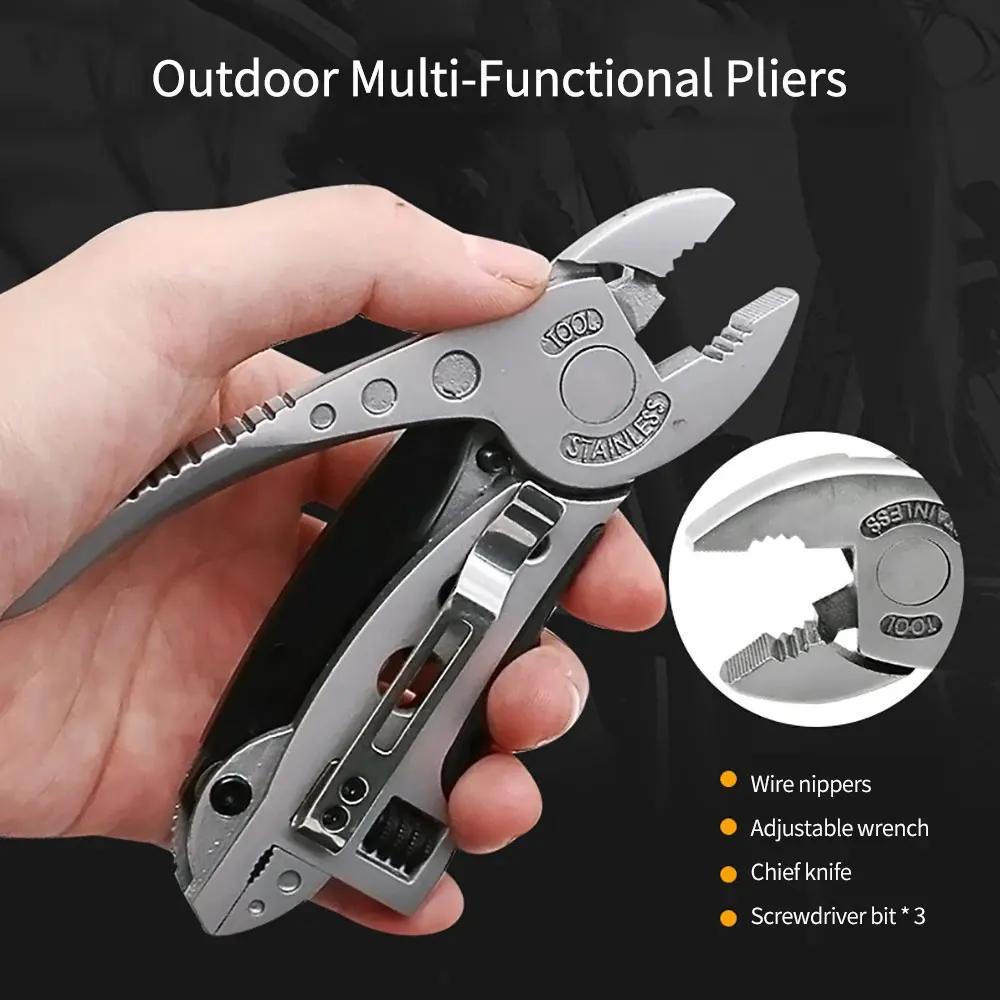 Multitool Pliers Pocket Knife Screwdriver Set Adjustable Wrench Jaw Spanner Mini Portable Outdoor Camping Pliers Survival Tool