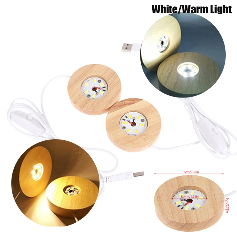 Wood Desktop Decorative Lights Light Base Night Light Wooden Led Usb Display Light Display Stand Lamp Holder Lamp Art Ornament