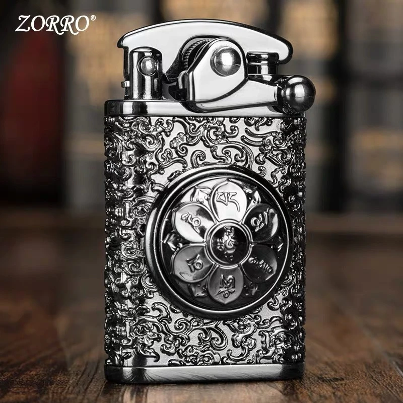 2026 New Zorro Kerosiene Lighter, Fortune-turning Auspicious Cloud Embossed Personalized Creative Rocker Lighter