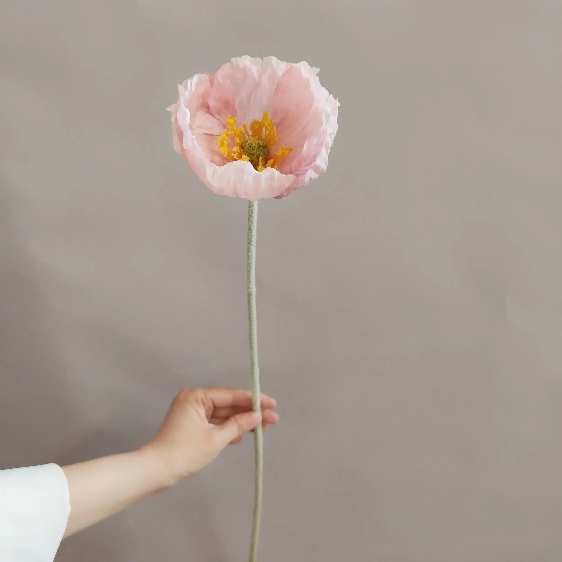 7-teiliges Set Künstliche Mohnblumen aus Flockstoff und Seide für Heimdekoration, Brautstrauß, Hochzeitsdekoration, Partydekoration, Tischdekoration – Detail 4