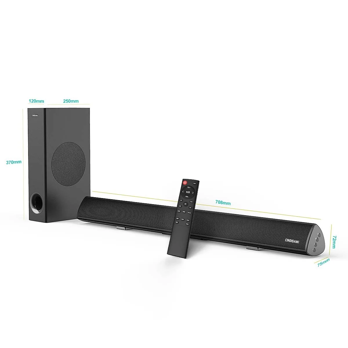 SQ03 Soundbar Bluetooth Speaker Fabric Case Interface RCA Optical USB Coaxial Sub Out Strong Bass 6.5 Inch Wird Subwoofer