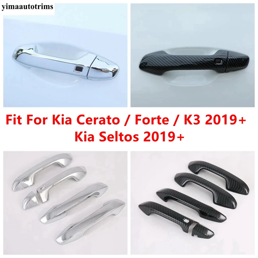 

Side Door Handle Decoration Cover Trim For Kia Cerato / Forte / K3 2019 - 2023 / Seltos 2019 - 2022 ABS Carbon Fiber Accessories