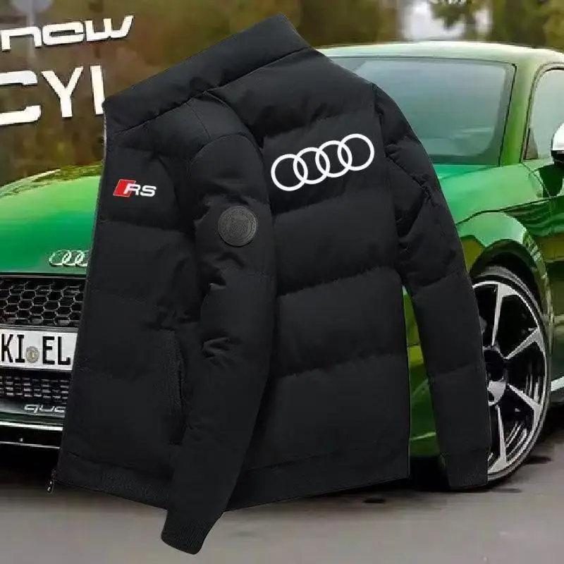 2026 Winter New Audi Car Logo Standing Collar Cotton Coat Thickened Warm Cotton Coat Casual Coat Men's Wear