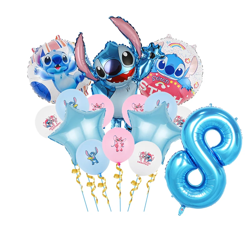 Disney Blue Stitch Birthday Decoration Cartoon Lilo And Stitch Party Balloon Tableware Set Cups Plates Kids Baby Shower Supplies