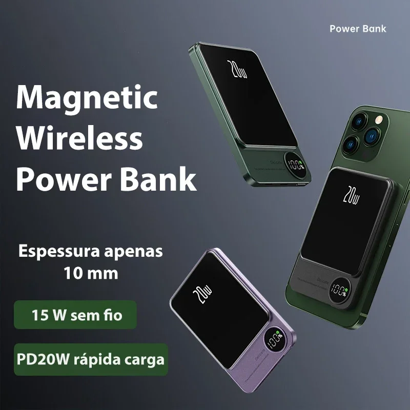 بنك طاقة مغناطيسي لاسلكي ، شحن سريع ، بطارية احتياطية محمولة ، سبيكة magfafe ، iPhone 12 ، 13 ، 14 ، 15 ، من نوع magfe ،