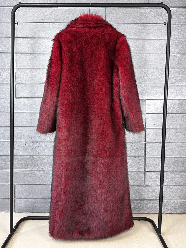 ZADORIN 130 cm Lange Luxus Revers Faux Pelzmantel Frau Y2K Kleidung Dicke Warme Flauschige Jacke Frauen Winter Faux Pelz mäntel Outer