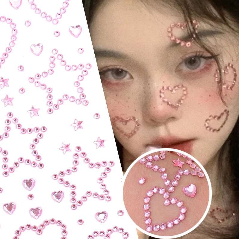 Crystal Face Stickers Heart Star Diamond Temporary Tattoo Stickers Waterproof Glitter Eyeshadow Body for Festival Makeup Sticker