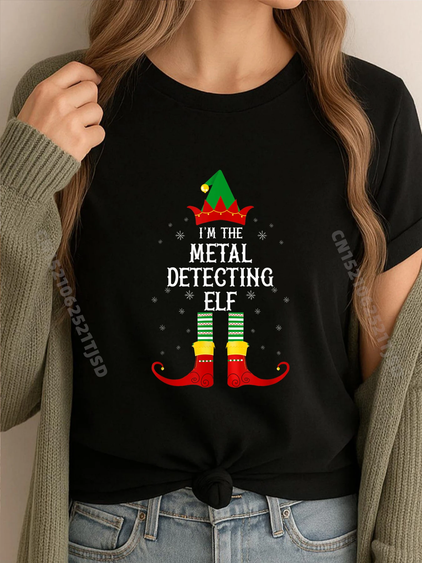 

I Im The Metal Detecting Elf Family Group Рождественская мужская дизайнерская одежда Винтажные футболки Игра