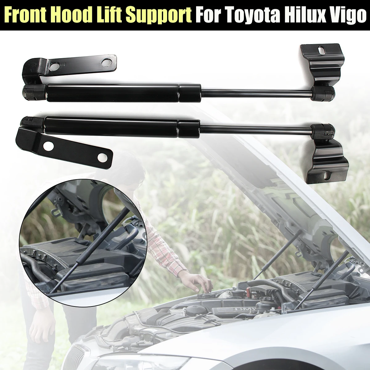 

2pcs Front Hood Bonnet Gas Strut Damper Lift Support Kit For Toyota For Hilux Vigo SR5 2005-2012 2011 2010 2009 2008 2007 2006