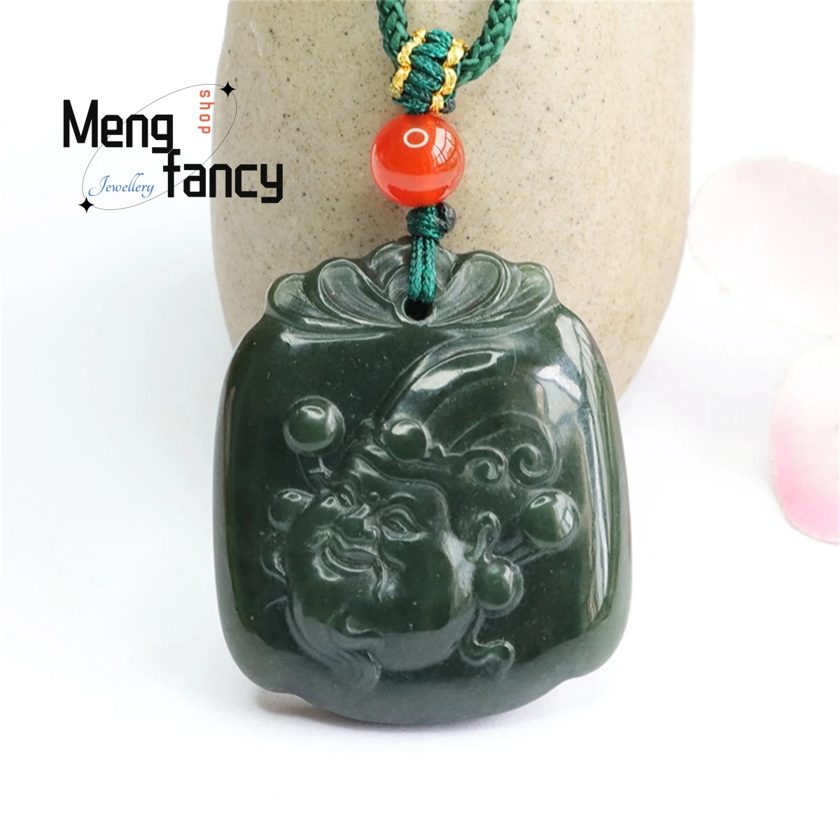 Hotan Pagoda Natural de Jade azul para hombres y mujeres, colgante de Dios de la riqueza, encanto personalizado generoso, moda versátil, joyería fina exquisita