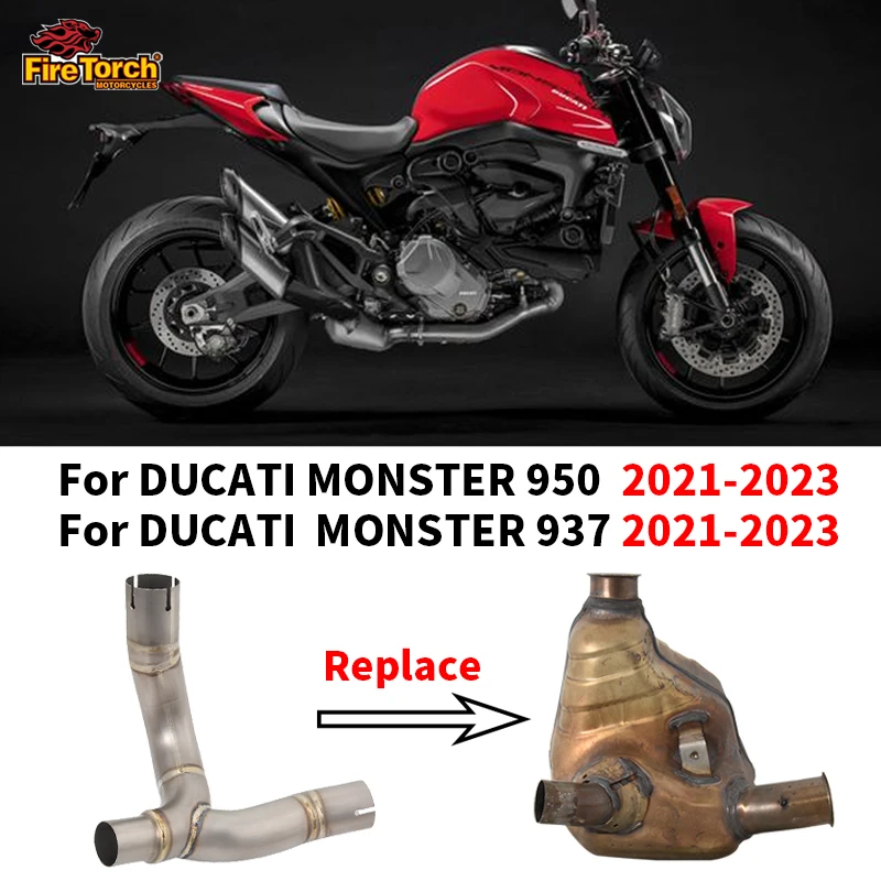 Titanium Alloy For DUCATI MONSTER 937 950 2021 2022 2023 Motorcycle Exhaust Escape System Modify Mid Link Pipe Motocross Muffler