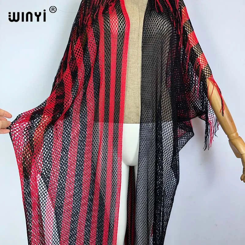 Winyi Sommer Afrika Farbe passende Frauen Mantel langes Kleid elegante Boho Maxi Strand Schwimmen vertuschen hohlen sexy Mantel sexy Abdeckungen