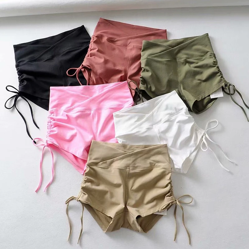 

Solid High Waist Elastic Women Shorts Summer New Design 2024 Sexy Drawstring Bandage Slim Female Pants Clothing Top Qualtiy