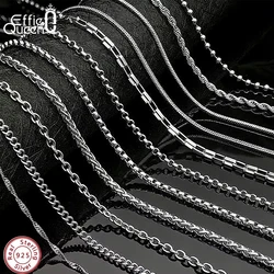 Effie Queen 100% 925 Sterling Silver Basic Chain Necklaces Box/Snake/Chopin/Figaro Beaded Chain 40-60cm Unisex DIY Casual Wear