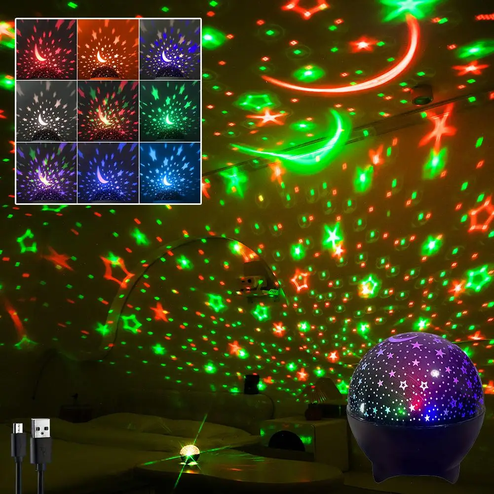 تأثيرات ستروب متغيرة الألوان الديناميكية USB التوصيل والتشغيل للحفلات السماء المرصعة بالنجوم حلم مصباح إسقاط الصوت المنشط الموسيقى