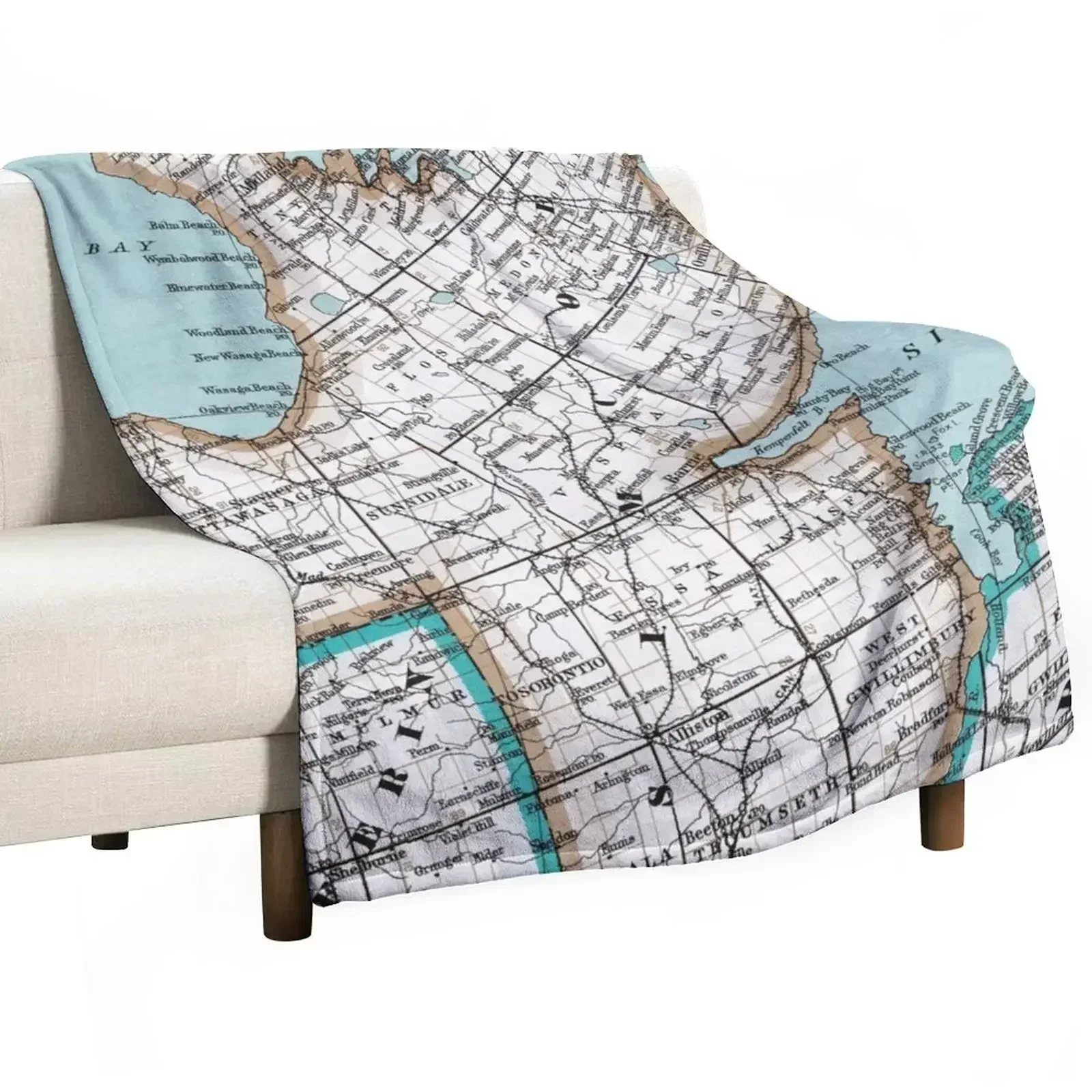 

Map of Simcoe County, Ontario, Canada Throw Blanket Beautifuls sofa bed Thermal Giant Sofa Blankets