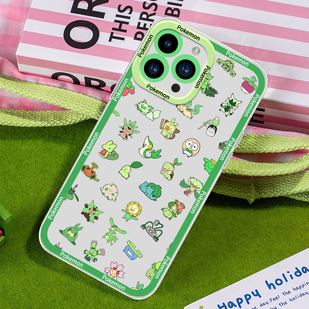 Cute P-Pokemon Phone Case for Samsung S24 S23 S22 S21 A55 A54 FE PLUS ULTRA Transparent Bezel Cover
