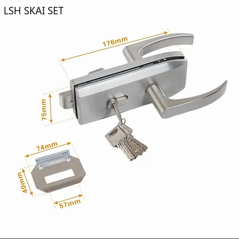 Imagem -04 - Escritório Glass Door Lock Handle de Quarto Varanda Home Security Hardware Lockset Aço Inoxidável