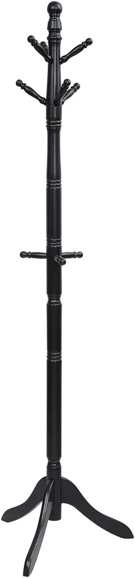 

Wood Coat Rack Freestanding, Entryway Height Adjustable Coat Stand with 9 Hooks & Stable Tri-Legged Base, Rubber Wood