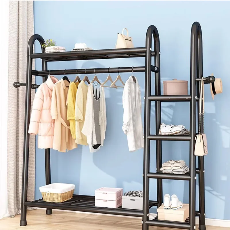 Standing Coat Racks Black Bathroom Metal Free Single Pole Cloth Hanger Rack Organizer Rangement Chaussures Home Decor Products