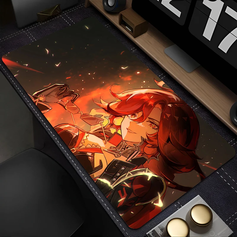 Tapis de souris Anime tapis de souris accessoires de jeu tapis de clavier de bureau grand g-genshin Impact Mavuika tapis de bureau PC tapis étendu en caoutchouc