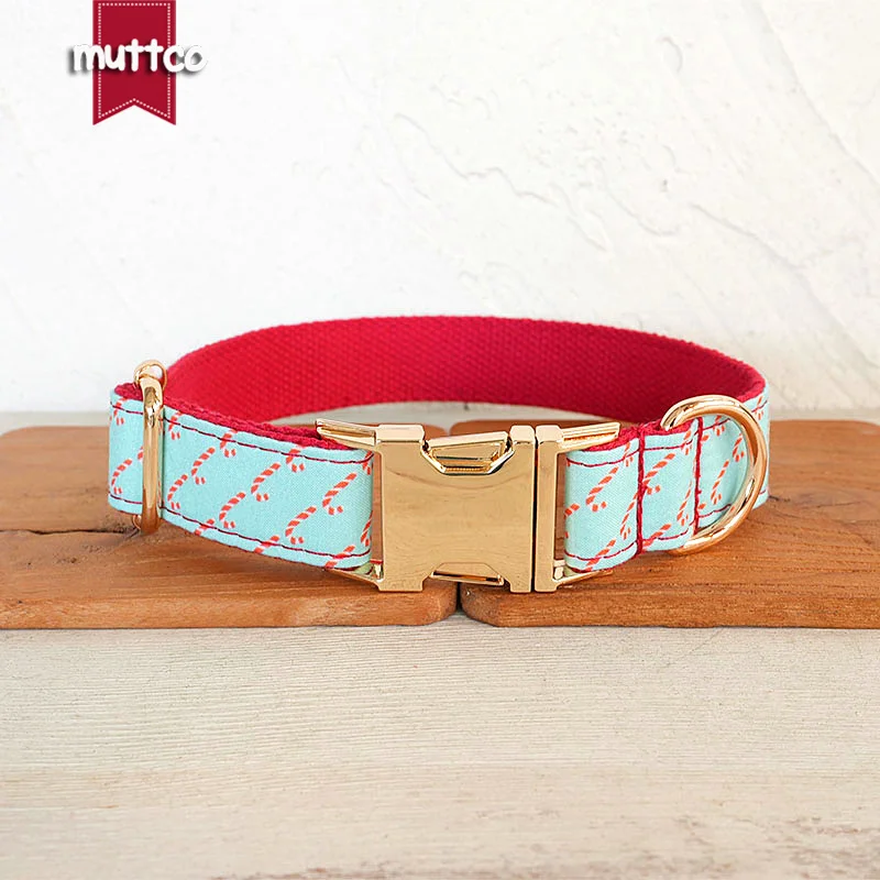 MUTTCO this dog collar with a candy cane pattern printed CHRISTMAS CANDY CANES creating a cheerful and sweet feeling UDL219