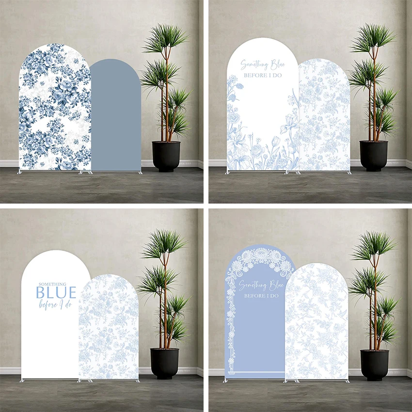 

Индивидуальный двусторонний фон-чехол для арки Chiara в цвете «Нежно-голубой» с цветочным узором для дня рождения, свадьбы, девичника, декорации для вечеринки