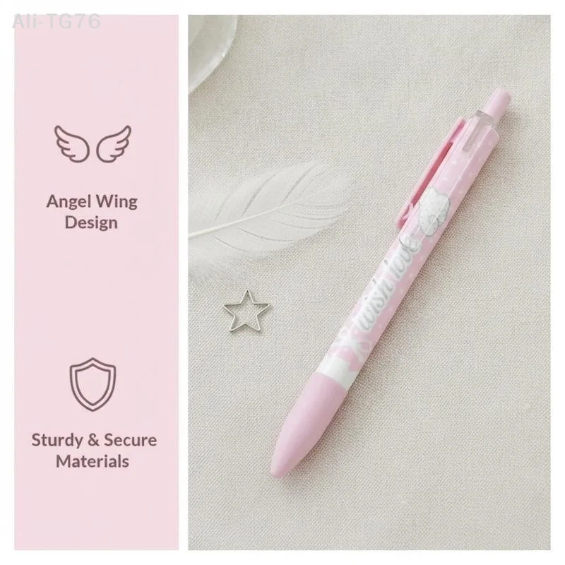 [P] Angel Wings Press Pen High Value Korean Ins Wind Quick Drying Black St Head Student Exam Brush Pen Kawaii Pens