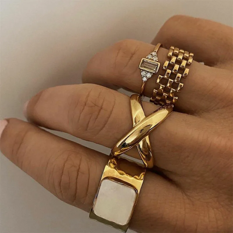 SOMMAR Fashion New Brand Design Luxurio Gold Plated  Gentlewoman rings Cross wound ring ring men bone