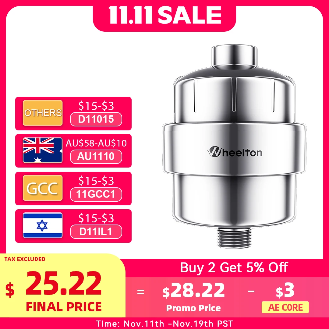 

Shower Water Purify Filter 16 Stages bath Filtration Activated Carbon Reduce Chlorine And Fluoride Vitamin C Shower Water