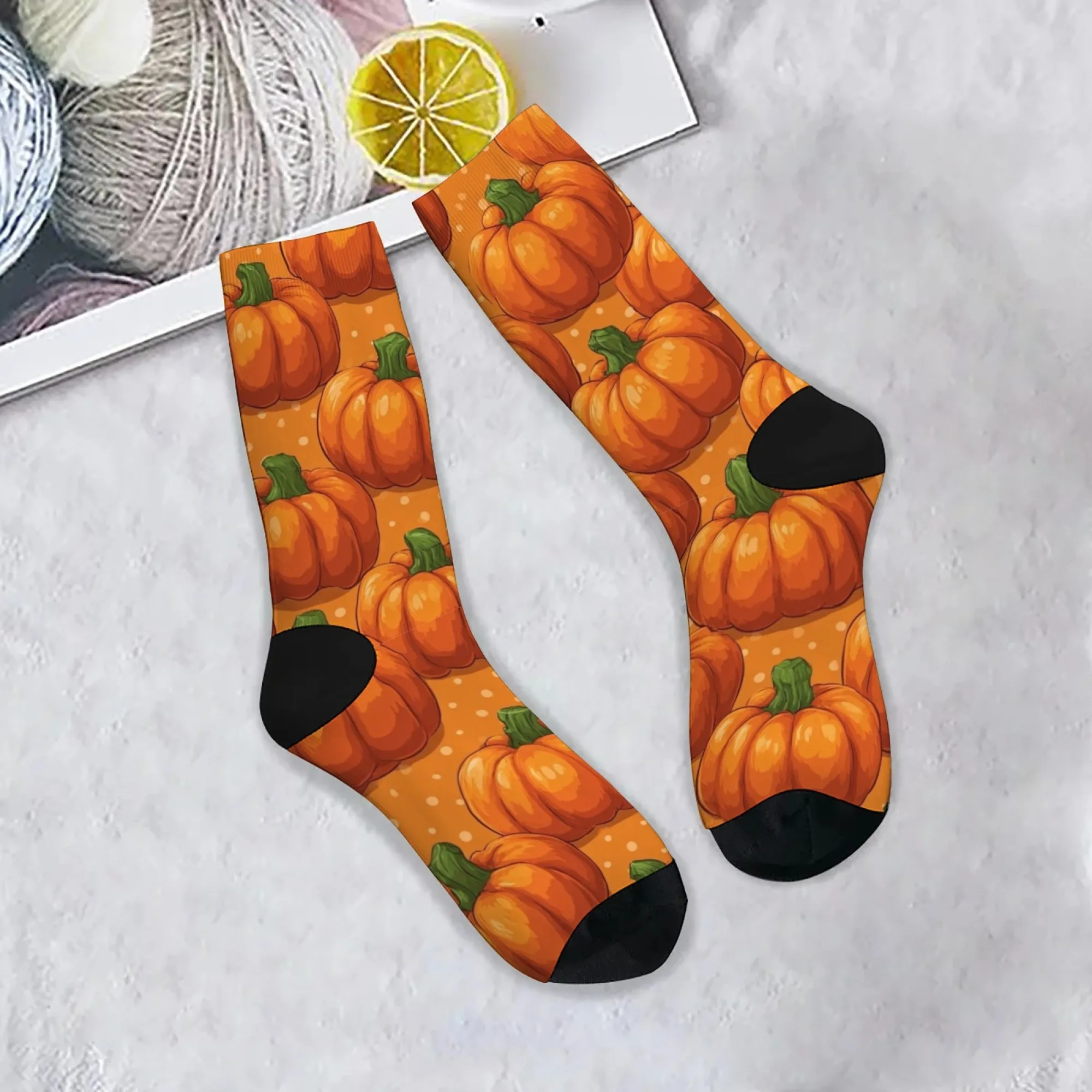 Harajuku Retro Kürbis Herrensocken Bequeme atmungsaktive rutschfeste lässige Mode Sportsocken Neuheit Lustige Happy Crew Socken